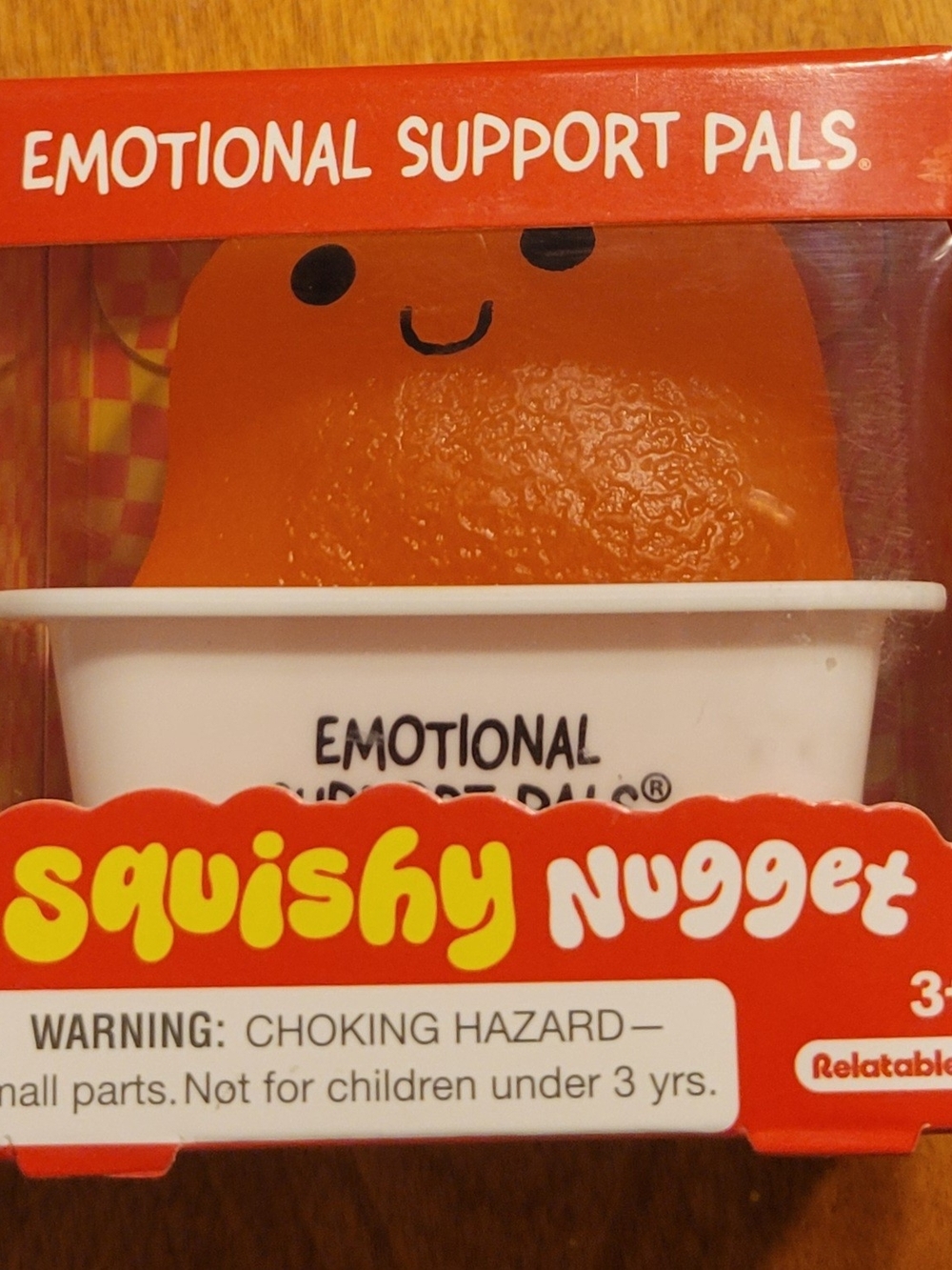 Emotional Support Squishy Nugget With Dipping Sauce Stand- Orange